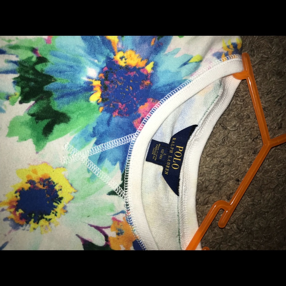 POLO RALPH LAUREN GIRLS FLORAL TERRY SHIRT